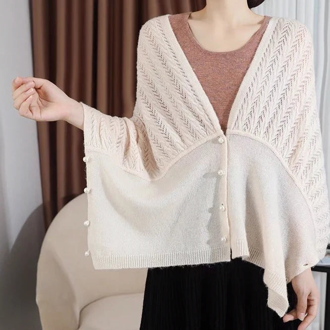 2022 Spring Autumn New Women's Knitted Shawl Cloak Multifunctional Warm Scarf Versatile Scarf Ponchos Capes Cardigan Khaki