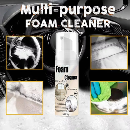 2-in-1 Multi-Purpose Car Interior Multi-Purpose Foaming Cleaner Spray Car Accessories Anti-Aging Protection