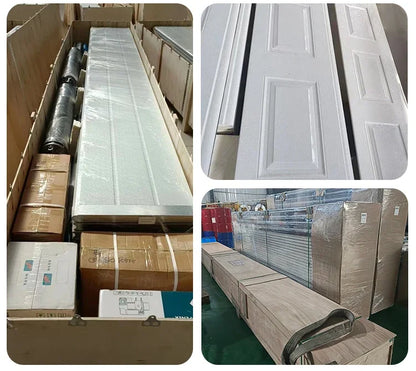 Modern style automatic steel and wood combination elevated garage door windproof and anti-theft household finished surface