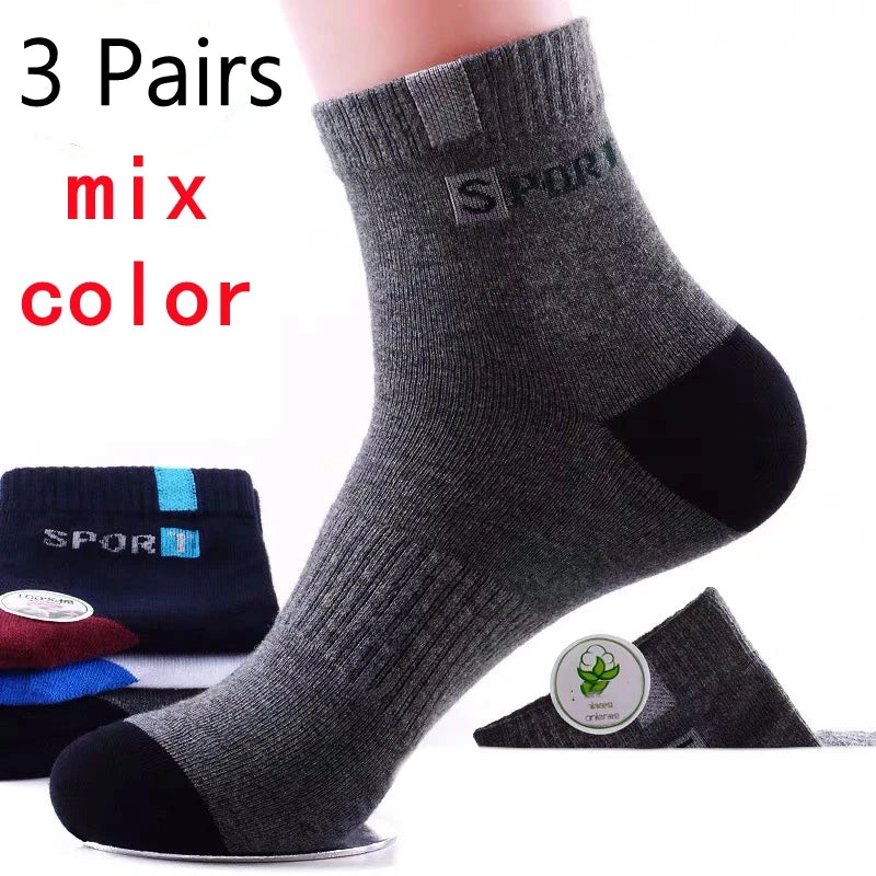 5 Pairs Socks MEN'S Mid-calf Spring and Autumn Sports Sweat Anti-odor MEN'S Socks Thin Sports Socks