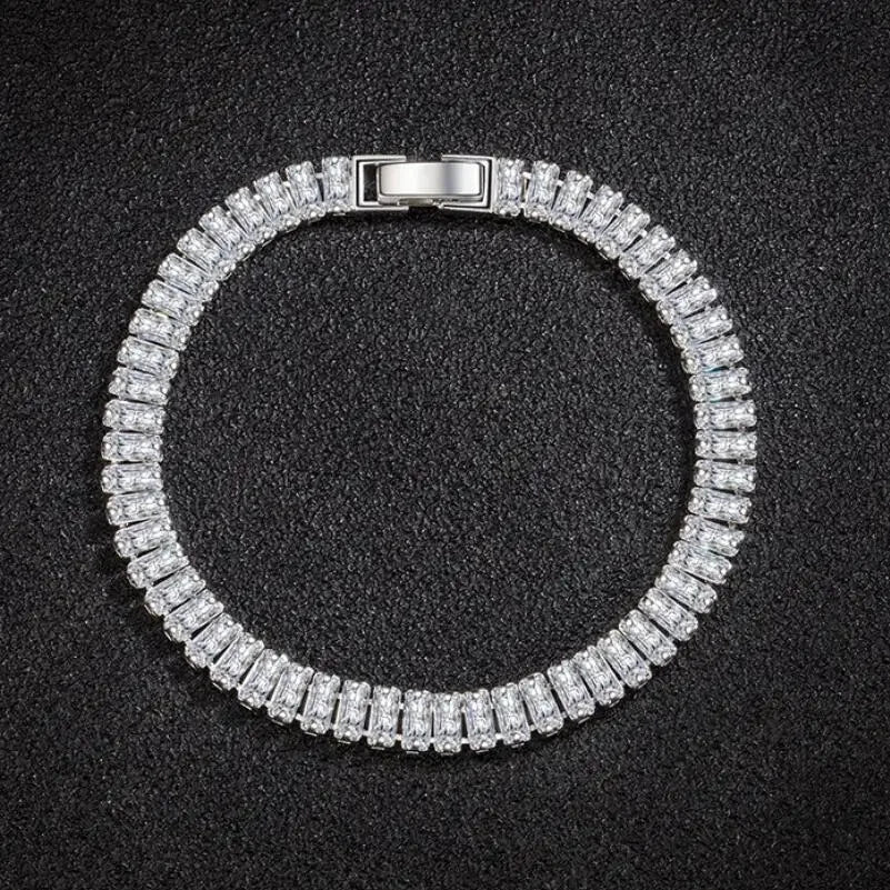luxury designer 925 Silver fine Crystal Bracelet For Women fashion Jewelry Engagement Wedding Glamour 18CM