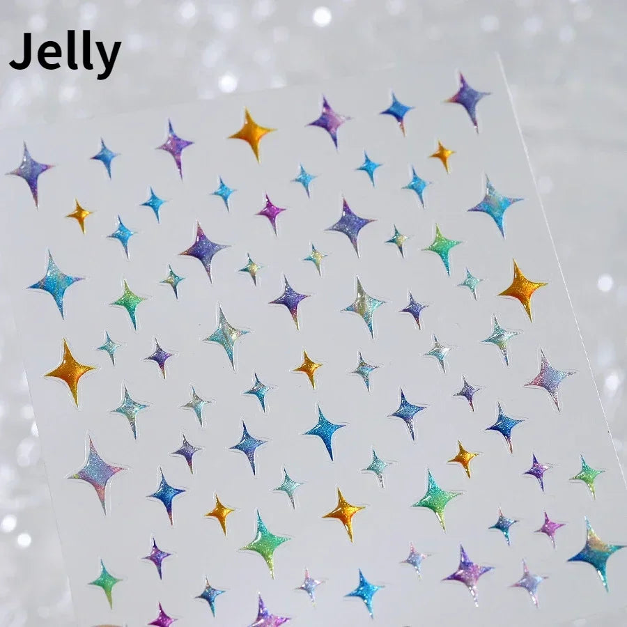 1PC 5D Korean Bronzing Nail Stickers Japanese Gold Silver Star Moon Luxury DIY Nail Art Decoration Decals Manicure Accessories