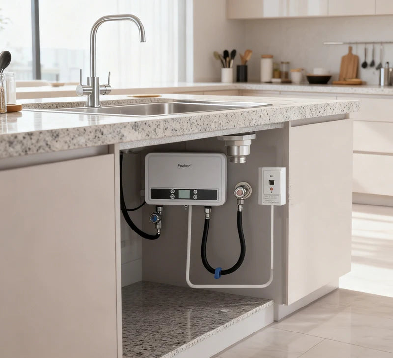 Fudeer Water Heater Electric Instant Water Heater for Sink Stainless Steel Hot Water Heater Under Sink 5500W for Kitchen