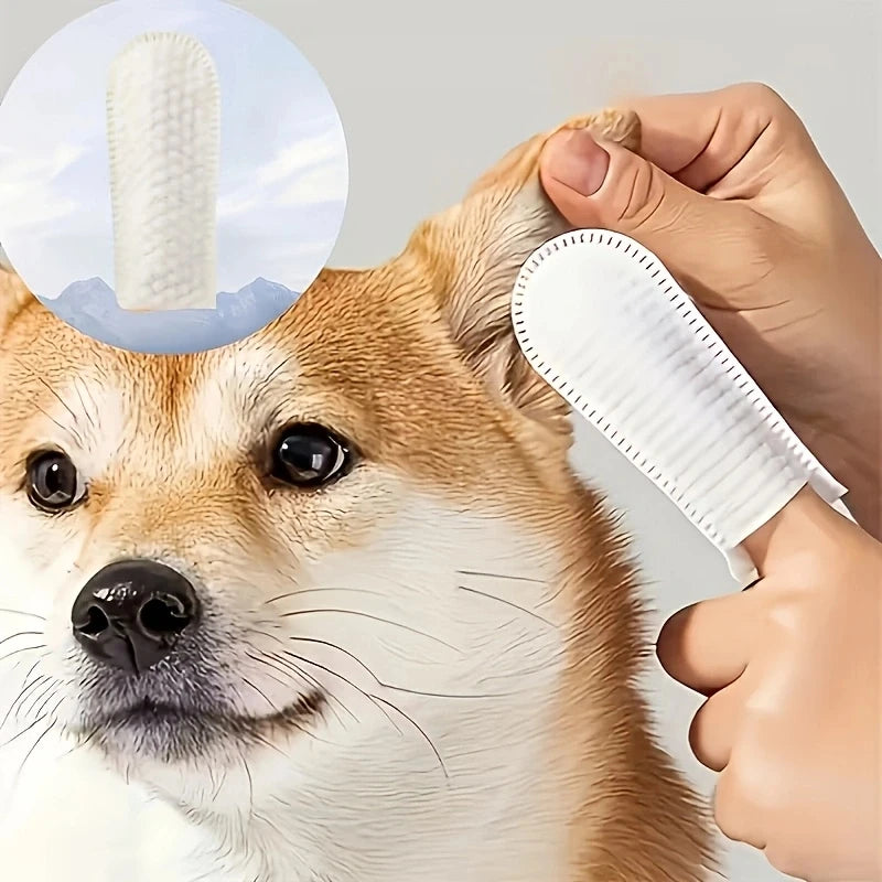 100Pcs Pet Finger Wipes,  Dog Cat Oral Cleaning Finger Cot Wipes for Teeth, Ear & Eye Care
