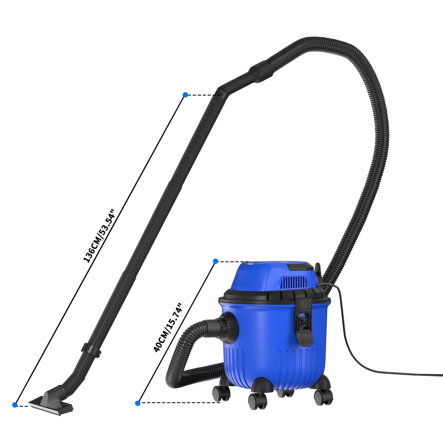 3in1 Wet and Dry Vacuum with 15L Collection Tank for Wet Suction, Dry Suction and Blowing,for Indoor, Outdoor Vacuuming Cleaning