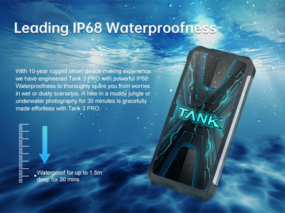 Unihertz Tank 3 Pro 8849 Rugged Smartphone Android 5G with 100 Lumens Projector 32/36GB 512GB 23800mAh Waterproof 200MP Phones