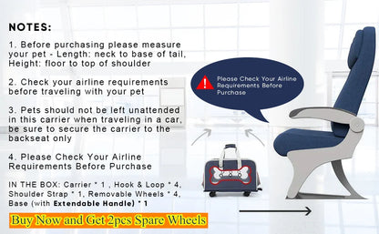 Stock Storage Airline Approved Hiking Large Rolling Stroller Wheeled Cat Dog Pet Trolley Carrier With Wheels for Large Dogs