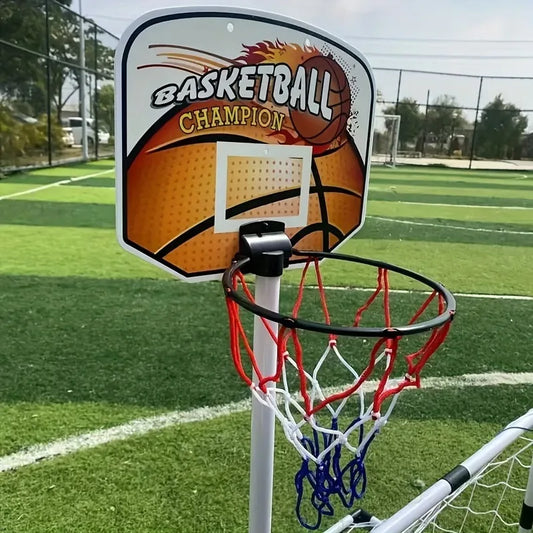Large 2-in-1 Portable Plastic Soccer and Basketball Goal Indoor/Outdoor Kids Sports Toy Foldable Football Training Equipment