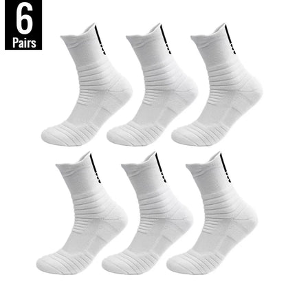 6/3/1 Pairs New Men Sports Running Fitness Flight Short Tube Socks Women's Towel Bottom Basketball Socks Solid Color Black Socks
