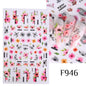 Black and White Love Flowers Line Art 3D Stickers Nail Decals Nail Art Accessories Butterfly Rose Nail Stickers Nail Sliders