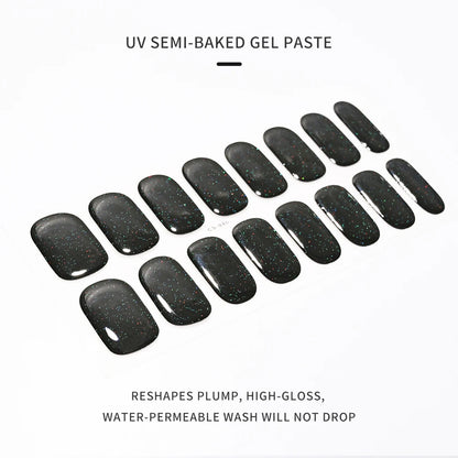 16Tips UV Semi-Cured Gel Nail Wraps Sticker 5D Pure Color Full Cover UV Lamp Gel Sticker Long-Lasting Nail Extension Patch Strip