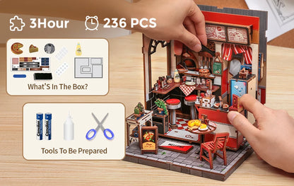 CUTEBEE Book Nook DIY Building Kit with Laser-Cut Precision Pieces 3D Wooden Puzzle  Collectible Desk Home Decor for Gift Idea
