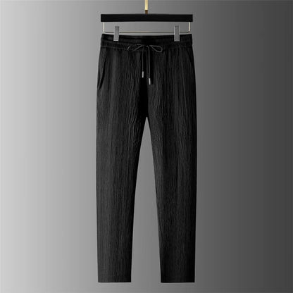 Summer Linen Set Men's Short Sleeve T-Shirt Tang Suit Style Casual Men's Wear Complete Set Lightweight Ice Silk Material