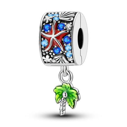 Original 925 Sterling Silver Charm Beads Clover Sunflower Tulip Carnation Pendant For Women Jewelry Fashion Gift