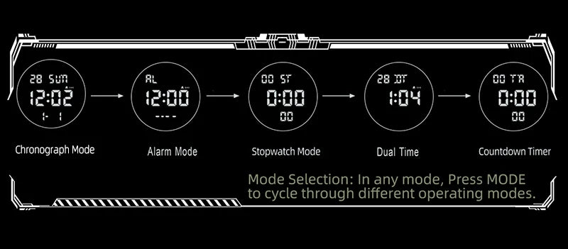 NORTH EDGE 2026 TERRAX Men's Digital Watches Outdoor Sports Swimming Waterproof 50M Stopwatch Countdown Electronic Watch For Men