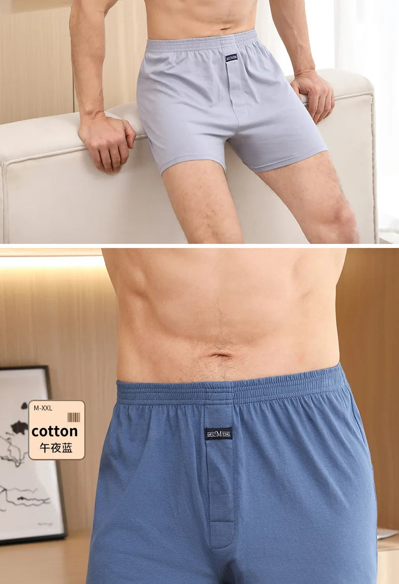 1PCS Men's Underwear Aro Pants Pure Cotton Home Sleeping Pants Loose Breathable Men's High Waisted Four Corner Boxers Shorts
