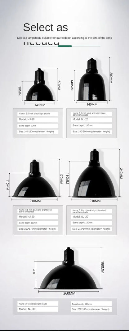 Reptile Deep Dome Lampshade 5.5/8.5/10 Inch Reptile Light Fixture Snakes Lizards Geckos Terrariums Anti-scald Protective Shade