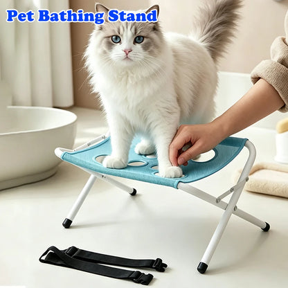 Portable Foldable Pet Grooming Hammock Stand Adjustable Dog Cat Bathing Nail Clipping Drying Mesh Support Rack for Small Pets