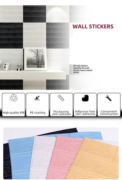 70cmx1/5/10m 3D Wallpaper Decoration Self-adhesive Antique Foam Brick Wallpaper Living Room Bedroom Waterproof 3D Wall Sticker