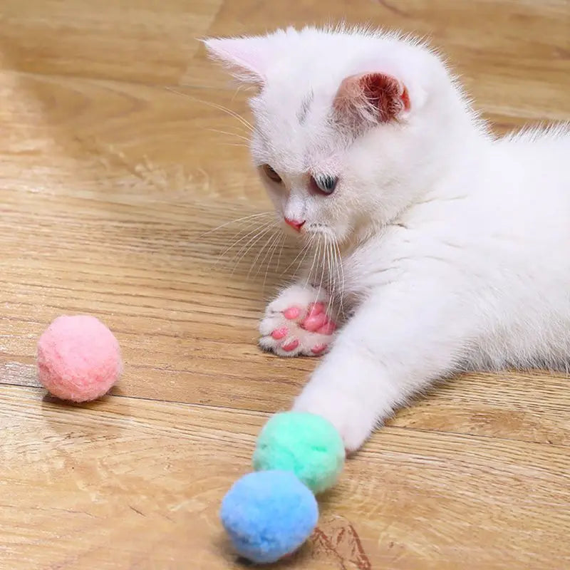 20/100/200/300/500pcs Cat Toys Cute Funny Stretch Plush Ball Cat Toy， Ball Creative Colorful Interactive Cat Puff Balls Chew Toy