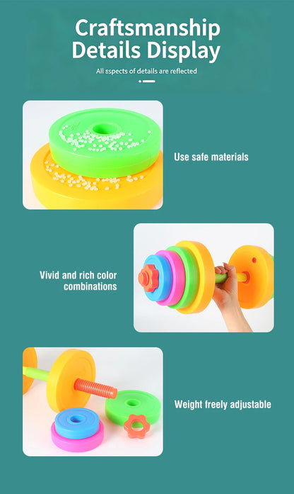 Kids Adjustable Weight Lifting Dumbbell Barbell Set Fitness Exercise Toy Indoor Outdoor Training Activity Play Equipment