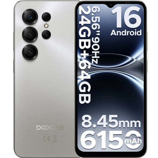 Global Version DOOGEE Note56 X Smartphone Android 16 24GB RAM(3GB+21GB) 64GB ROM 6.56'' Screen 6150mAh Battery Mobile Phone