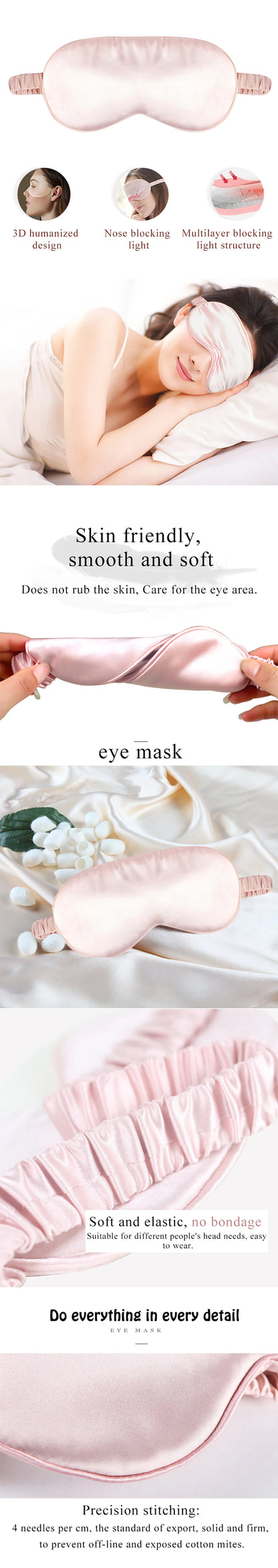 100% Pure Silk Double-Side Shading EyeShade Sleeping Eye Mask Cover Eyepatch Blindfolds Eyeshade Health Sleep Shield Light
