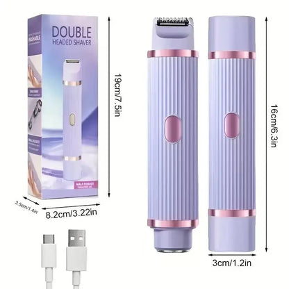 Electric shaver, portable hair removal device, rechargeable electric shaver, painless 2-in-1 dual head shaver
