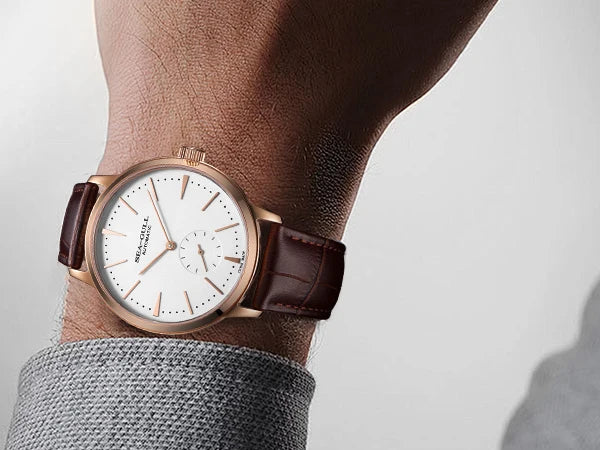 Seagull New Business Watch Men's Mechanical Wristwatches 50m Waterproof Leather Valentine Male Watches Relogio Masculino 6075