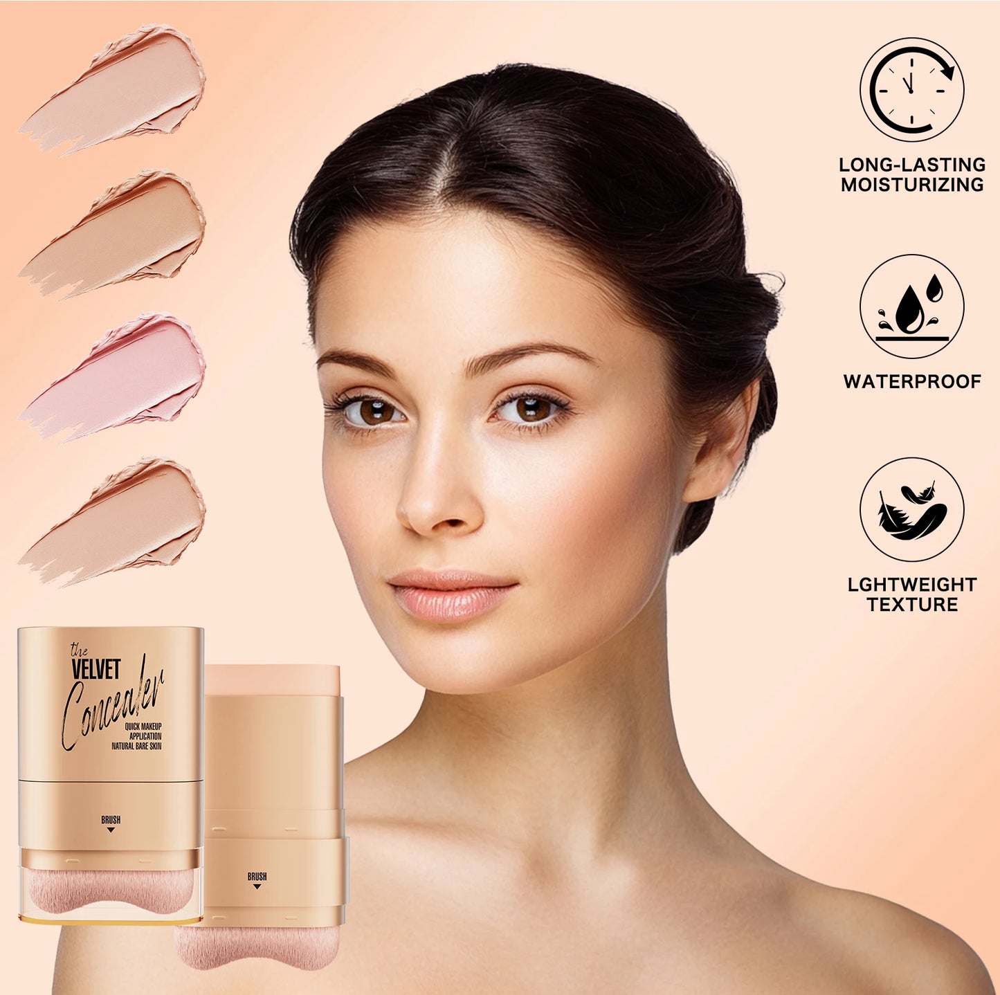 2-in-1 Concealer and Foundation Stick, Covers Dark Circles, Waterproof and Sweat-Resistant, Creates Flawless-Looking Makeup