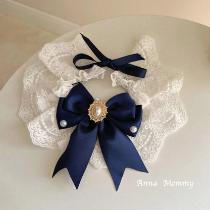 Fashion Adjustable Cat Lace Bow Bib Sweet Decorative Dog Collar Adorable Dress Up Cat Scarf Pet Supplies