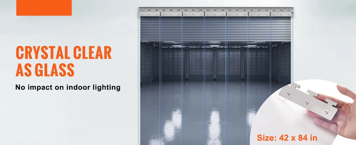SucceBuy Strip Curtain Clear PVC Strip Door Curtain with 50% Overlap 84" x 42" Freezer Door Strips for Walk in Home Warehouse
