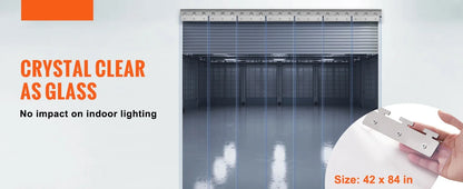 SucceBuy Strip Curtain Clear PVC Strip Door Curtain with 50% Overlap 84" x 42" Freezer Door Strips for Walk in Home Warehouse
