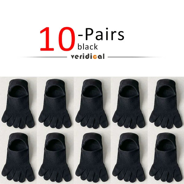 5 Pairs Invisible Toe Socks Summer Thin Cotton Mesh Shallow Mouth Soft Elastic Breathable Deodorant Cool 5 Finger Socks Sokken