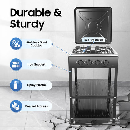 4-burner Natural Gas Stove NG/LPG Gas-stove 49*49*79cm for Family or Outdoor Stove Cooker