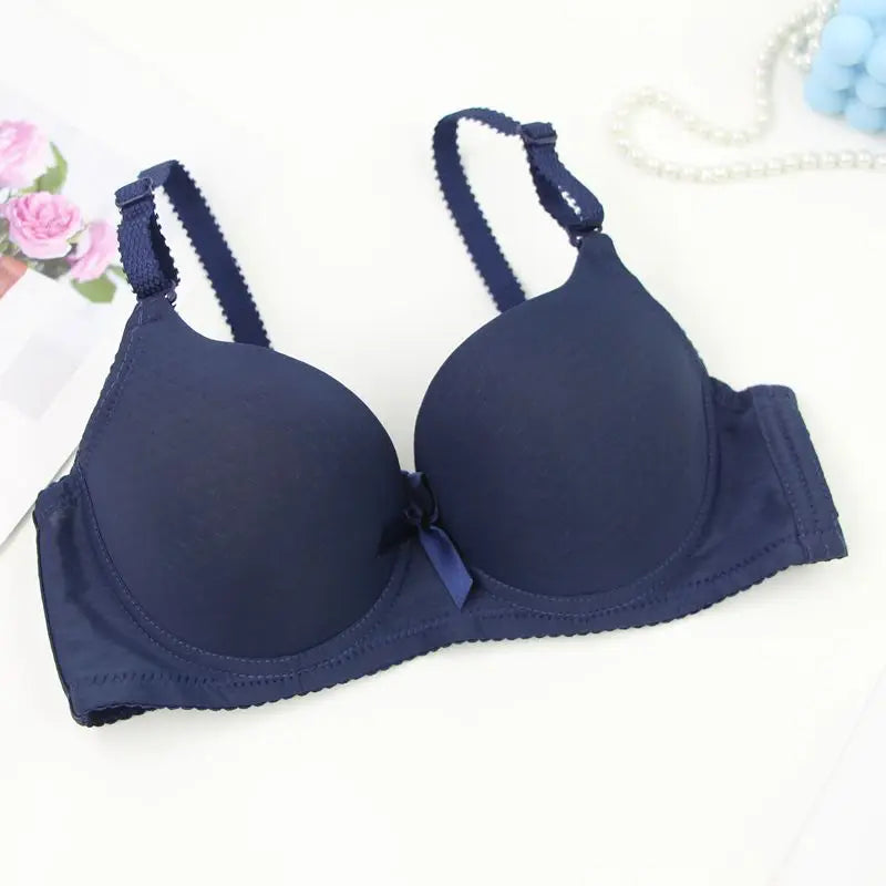 2025 New Sexy Bow Sweat Absorption Bras Solid Smooth 34/75 36/80 38/85 40/90 42/95 44/100 ABC Cup Underwear Pus Up Lingerie