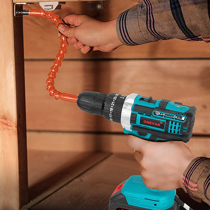 ONEVAN 25+3 Torque Electric Drill Portable Cordless Impact drill Furniture Wood Power Screwdriver Tools For Makita Battery Pin