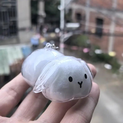(HB05)Cartoon Pet Hair Memorial Transparent Storage Box Keyring Animal Rabbit Fur Organizer Keychain Bag Pendant Pet Souvenir
