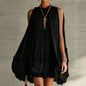 2026 Women Solid O-Neck Princess Party Dress Spring Summer Sexy Sleeveless Ladies Loose Ruched Dresses Streetwear Dropshipping