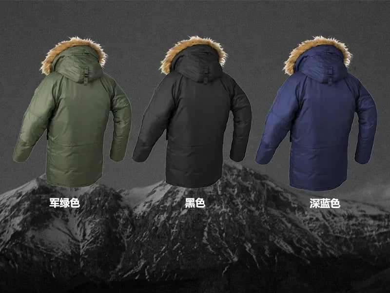 Winter Puffer Men Long Parkas Coat Military Fur Hood Warm Tactical Jacket Pilot Jacket Army Korean Thick Parka