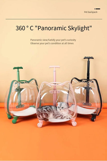 Pet Trolley Case, Fully Transparent Cat Case, Breathable Space Cabin Cat Bag, Outdoor Bag, Portable Small Dog Bag