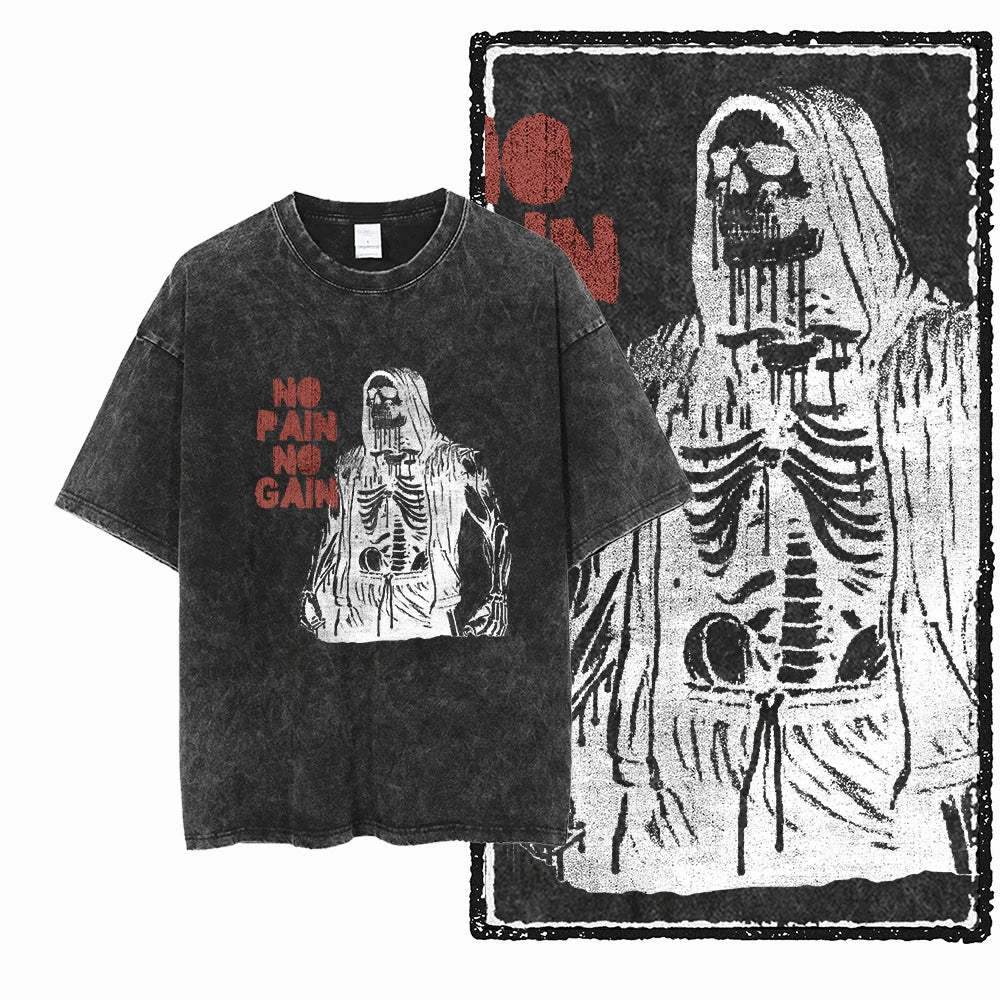 YG BODY BUILDING Printed Cotton Acid Washed Graphic Unisex T Shirt Cool CROSSFIT Streetwear Men Tshirts Big Size Tee for Men