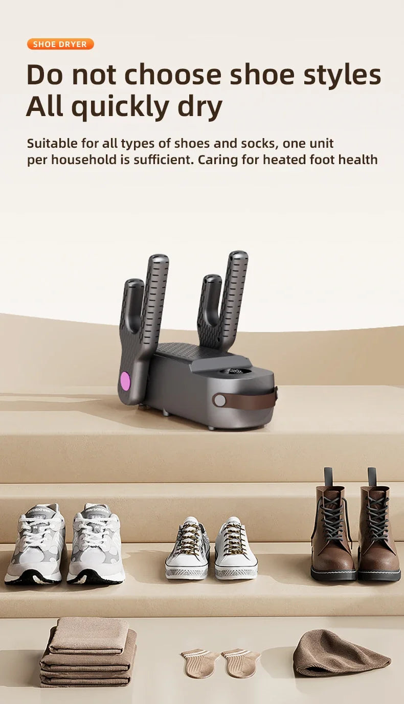 New 2025 Korean Style 4-Core Shoe Dryer Sterilizing & Deodorizing Foldable Smart Shoe Dryer Multi-Function Sock Dryer