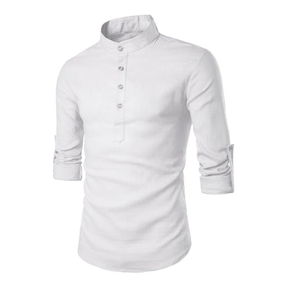 KB New Men's Casual Blouse Cotton Linen Shirt Loose Tops Long Sleeve Tee Shirt Spring Autumn Casual Handsome Men Shirts
