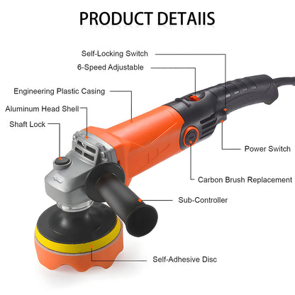 Podofo 1200W Rotary Car Buffer Polisher Waxer with Detachable Handle for Boat and Car Polishing & Waxing, 8800RPM Sponge Rotary Polisher