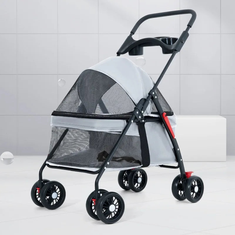 Multi Function Pet Stroller Foldable Push Pull Trolley Carrier Handbag for Cats Small Dogs Outdoor Travel Daily Use 펫 유모차