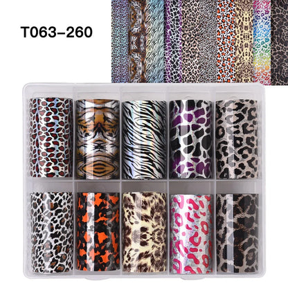 10 Patterns New Metal Nail Foils for Transfer Paper Stickers Floral Chameleon Nails Wraps DIY Water Marble Nail Art Decorations