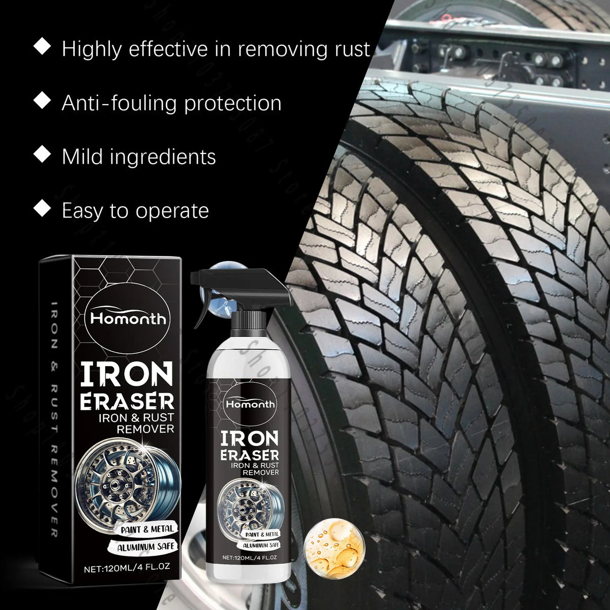 QP703 Professional Auto Detailing Supplies Fast-Acting Rust Cleaner Remove Stubborn Stains on Car Wheels and Rims
