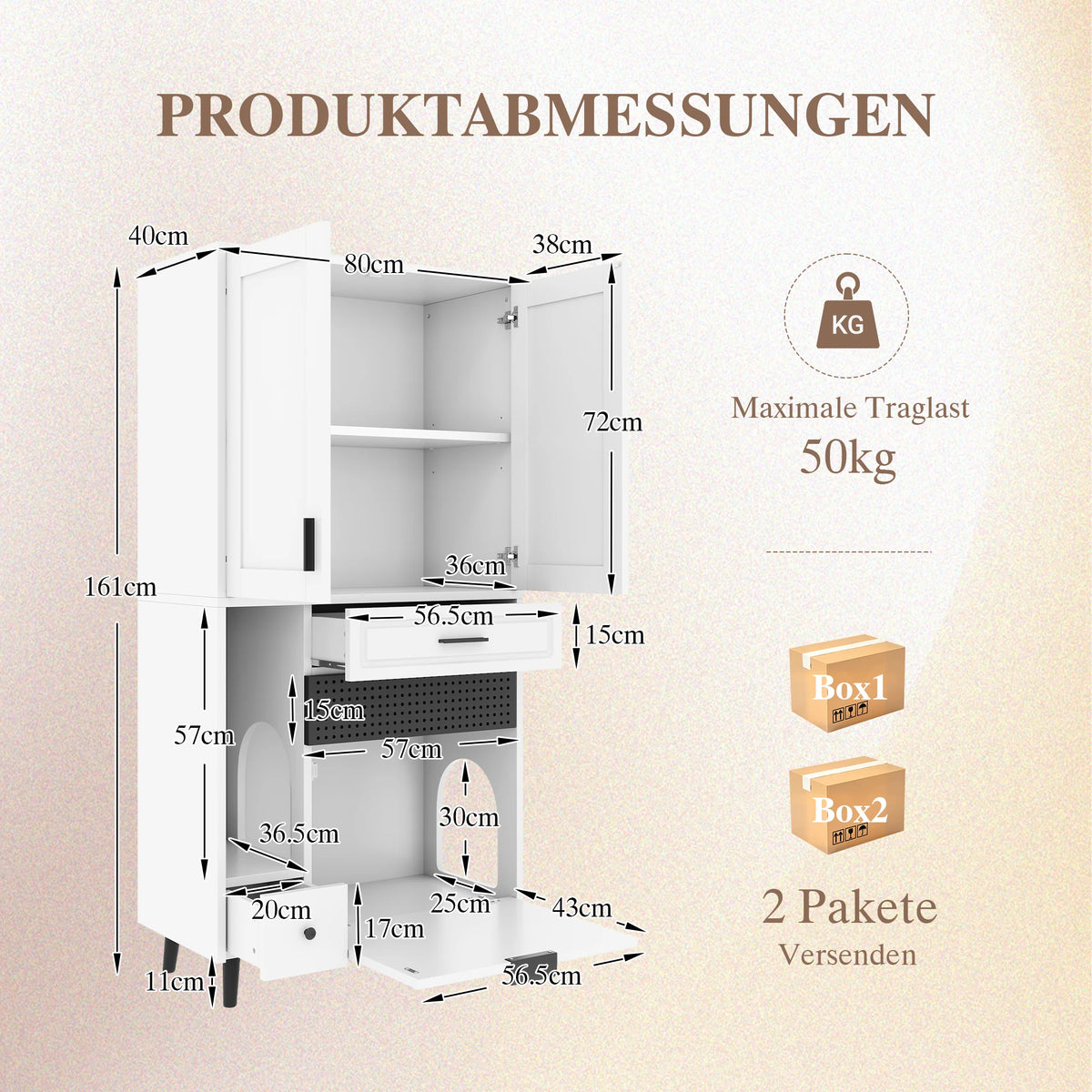 Multifunctional Cat Storage Cabinet with Stable Construction, Adjustable Shelves, Drawers, and Cat Bed Area – Cozy Activity Space for Cats, Pet Furniture with Arch Openings