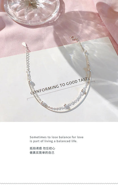 925 Sterling Silver Round Ball Lucky Bracelets Woman Double-Layer Snake Chain Hot Top Quality Jewelry Wedding Jewellery